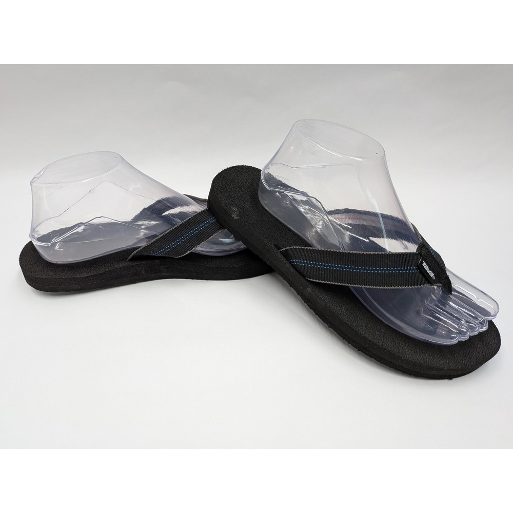 Teva Mush II Black Blue Webbing Strap Flip Flop Sandals Womens 10 1008994